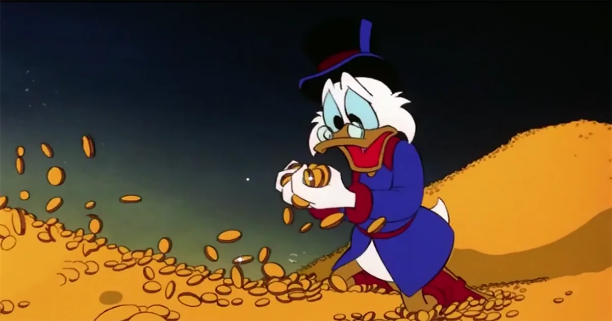 Scrooge McDuck holding money